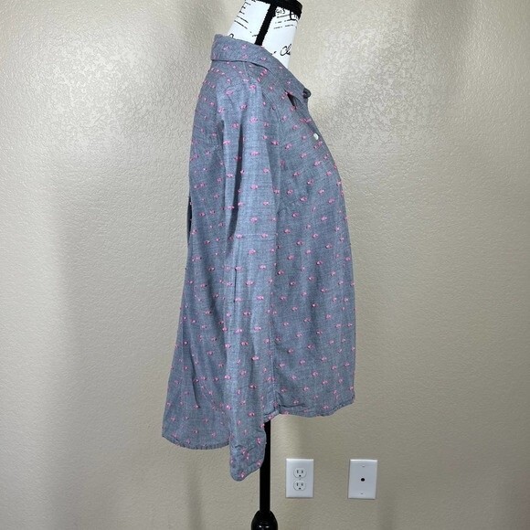 Splendid top women gray with pink swiss dot long sleeve tunic shirt size S - Picture 13 of 16